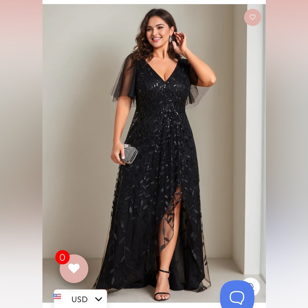 Plus Size Elegant Black Lace Evening Dress